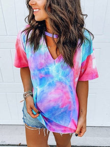 Maternity Round Neck Printing And Dyeing Short Sleeve T-Shirt