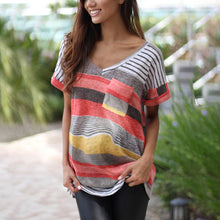 Load image into Gallery viewer, Maternity Printed Striped Short-Sleeved T-Shirt
