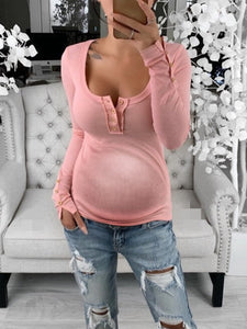 Slim Slimming Big Round Neck Maternity Blouse