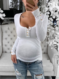 Slim Slimming Big Round Neck Maternity Blouse