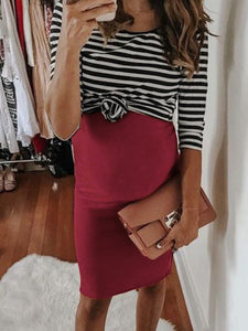 Maternity Striped Sleeveless Two-Piece Dress