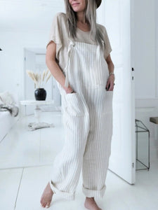 Maternity Temperament Commuter Striped Jumpsuit