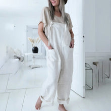 Load image into Gallery viewer, Maternity Temperament Commuter Striped Jumpsuit
