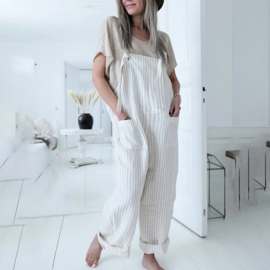 Maternity Temperament Commuter Striped Jumpsuit