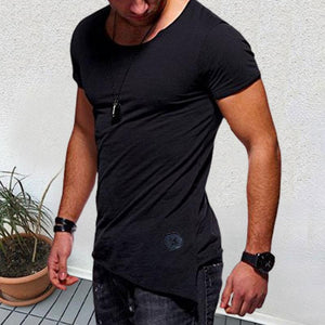 Round Neck Slim Fit Hem Men's Tops