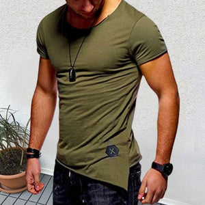 Round Neck Slim Fit Hem Men's Tops