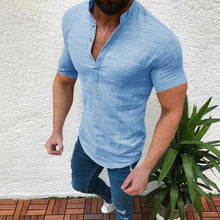 Load image into Gallery viewer, V-Neck Linen Half-Open Collar Men&#39;s Tops
