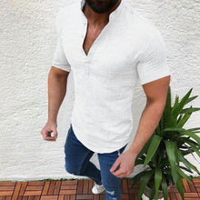 Load image into Gallery viewer, V-Neck Linen Half-Open Collar Men&#39;s Tops
