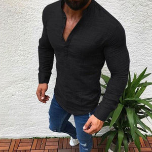 Solid Color Long Sleeve Casual Men's Tops