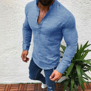 Solid Color Long Sleeve Casual Men's Tops