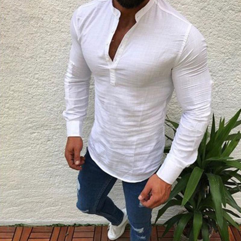 Solid Color Long Sleeve Casual Men's Tops