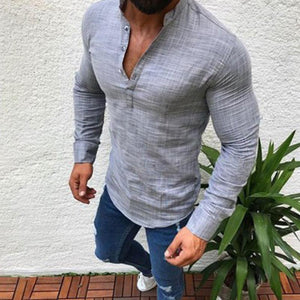 Solid Color Long Sleeve Casual Men's Tops