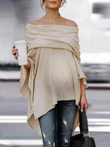 Maternity Loose Off Shoulder Irregular Hem Strapless Shirt