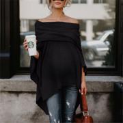 Maternity Loose Off Shoulder Irregular Hem Strapless Shirt