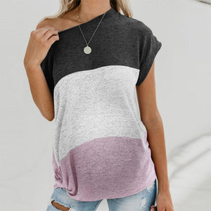 Maternity Casual Short Sleeve Splicing Color T-Shirt