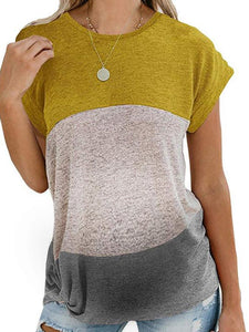 Maternity Casual Short Sleeve Splicing Color T-Shirt