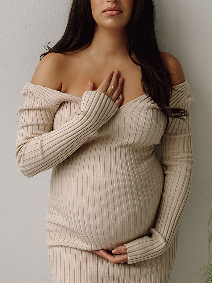 Maternity Wear Comfortable Fashion Strapless Casual Knitted Dress