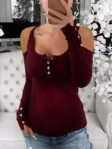 Maternity Wear Casual Button Solid Color Comfortable Top