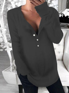 Loose V-neck Button Maternity Top