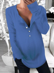 Loose V-neck Button Maternity Top