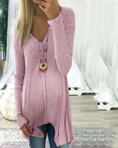 Maternity Loose V-Neck Sweater Pullover Long Sleeves