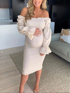 Elegant Off-Shoulder Lace Maternity Dresses