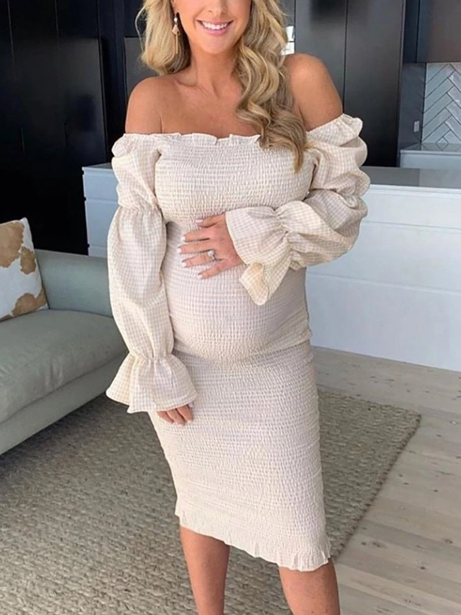 Elegant Off-Shoulder Lace Maternity Dresses