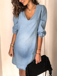 V-Neck Tendon Casual Loose Maternity Dress