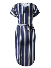 Load image into Gallery viewer, V-Neck Square Stripe Long With Maternity Dress
