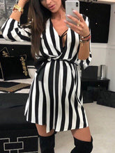 Load image into Gallery viewer, Striped Lace V-Neck Loose Casual Maternity Dress
