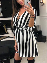 Load image into Gallery viewer, Striped Lace V-Neck Loose Casual Maternity Dress
