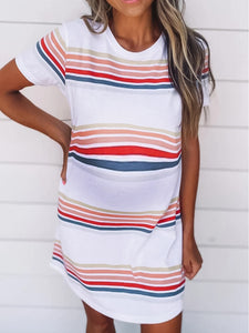 Color Striped Casual Maternity Dress