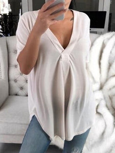 V-neck Simple Maternity T-shirt