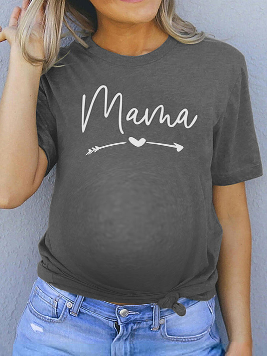 Maternity T-shirt With Mama Letter Print