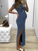 Load image into Gallery viewer, Fashion Solid Color Slit Maternity Dress
