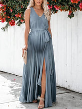 Load image into Gallery viewer, Pure Color V-Neck Mid-Waist Maternity Dress
