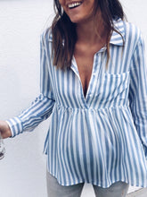 Load image into Gallery viewer, Striped Casual Long-Sleeved Shirt Maternity Top
