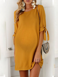 Simple Casual Round Neck Maternity Dress