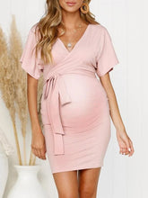 Load image into Gallery viewer, V-Neck Casual Bag Hip Maternity Dress
