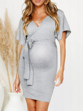 Load image into Gallery viewer, V-Neck Casual Bag Hip Maternity Dress
