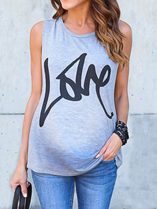 Letter Print Sleeveless Maternity T-shirt