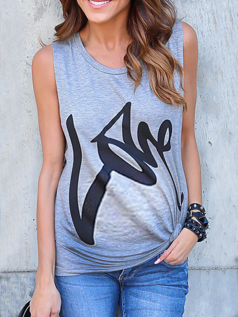 Letter Print Sleeveless Maternity T-shirt