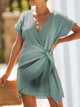 Load image into Gallery viewer, Temperament Commuter V-Neck Pure Color Knotted Maternity Dress
