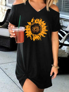 Sunflower Print Maternity Casual T-shirt