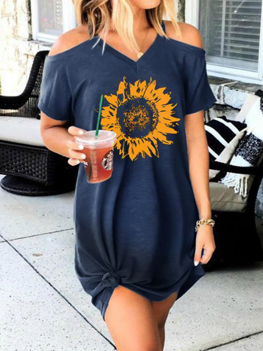 Sunflower Print Maternity Casual T-shirt