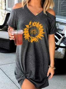 Sunflower Print Maternity Casual T-shirt