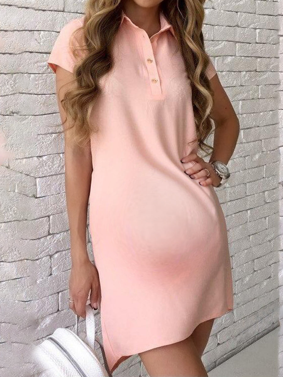 Casual Polo Collar Maternity Dress