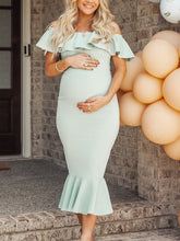 Load image into Gallery viewer, Pure Color Sexy Fashion One-Neck Maternity Dress
