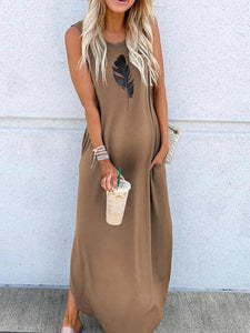 Casual Sleeveless Long Maternity Dress