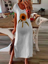 Load image into Gallery viewer, Sunflower Print Maternity Casual Dress
